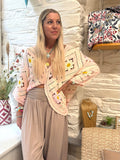 Light pink  flower crochet cardigan