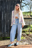 Cheese cloth floral embroidered kimono