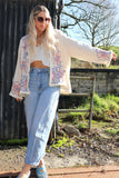 Cheese cloth floral embroidered kimono