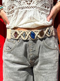 Woven stretch belt with stone detail