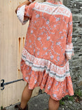 Terracotta floral tunic