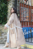 Shearling and faux suede trench coat