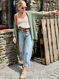 Open knit cardigan (Khaki)