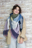 Frayed edge colourblock scarf