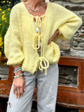 Tie front cardigan (Pastel yellow)