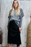 Oversized sequin and velvet silver t-shirt