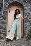 Floral sage green jumpsuit