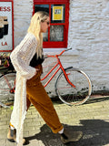 Long crochet kimono cardigan