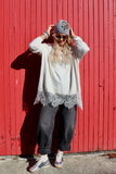 Lace trim soft knit jumper