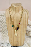 Feather charm necklace (Gold)