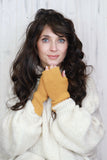 Fingerless knit gloves (Sparkly Mustard)