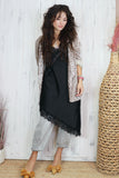 Asymmetrical lace trim tunic (Black)
