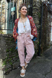 Paper bag waist cord trousers (Pink)