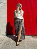 Leopard print silky swing skirt