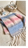 Pastel striped tassel scarf