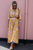 Floral mustard shirt dress