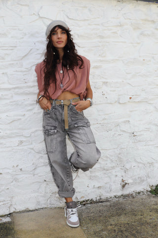 Barrel leg cargo jeans