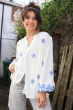 Blue diamond embroidered blouse