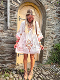 Floral embroidered tea dress