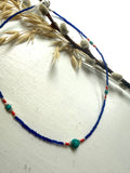 Blue and turquoise beaded necklace