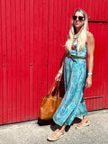 Turquoise floral jumpsuit
