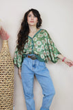Khaki floral silky blouse