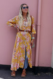 Floral mustard shirt dress
