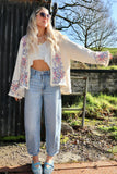 Cheese cloth floral embroidered kimono