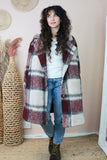 Burgundy check coat