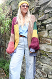 Colour block tie cardigan