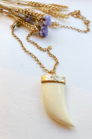 Long White horn necklace