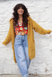 Chunky mustard knit hooded cardigan