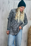 Oversized sequin and velvet silver t-shirt