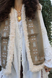 Embroidered shearling lined gilet