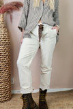 Cream cord trousers with frill pockets