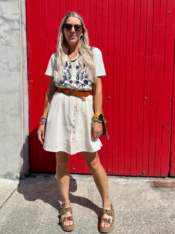 Embroidered tea dress