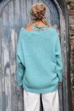 V neck knit jumper ( Aqua)