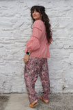 Pink paisley trousers