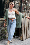 Open knit cardigan (Khaki)