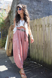 Pink linen balloon trousers