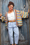 Scalloped stripe crochet cardigan