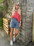 Open knit tank top (Raspberry)