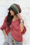 Multiway stripe beanie (Khaki)
