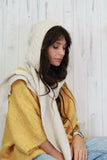 Hooded cable knit scarf