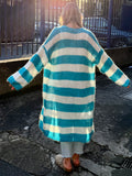 Long stripe knit cardigan