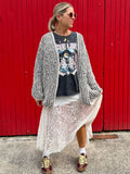 Grey sequin stripe cardigan