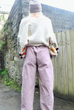 Rose cord barrel leg trousers