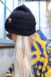 Ribbed fleece lined beanie (Black)