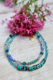 Blue beaded layered bracelet