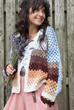 Crochet Striped knit cardigan